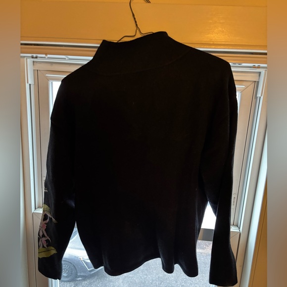 Maeve Anthropologie Carys Black Floral Print Mock Neck Knit Pullover Sweater L - Picture 5 of 8